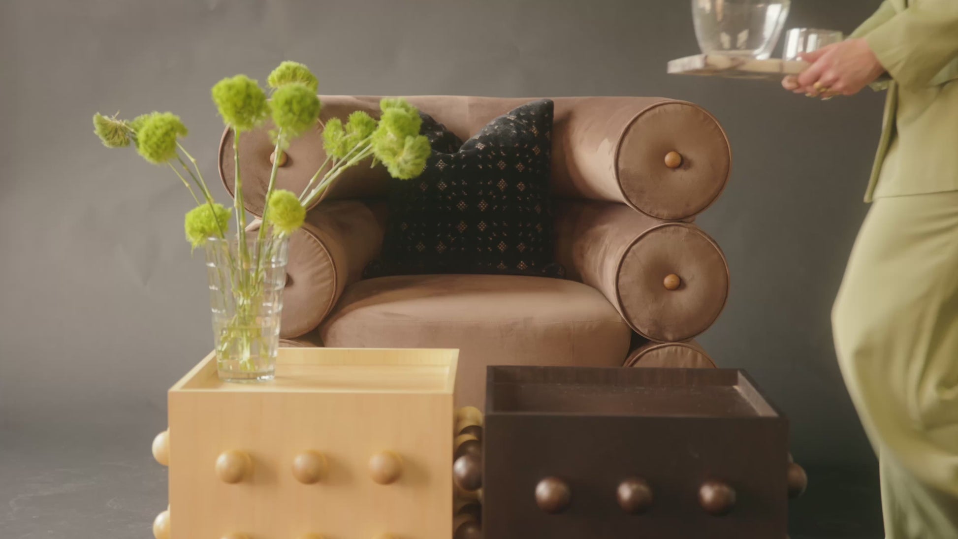 setting up a layered coffee table vignette  